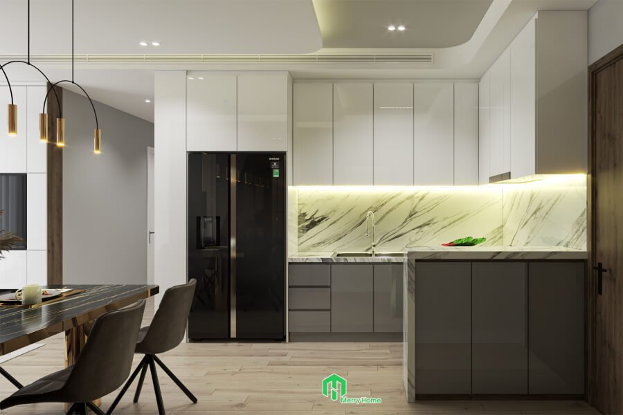 Thiết kế nội thất căn hộ 3 phòng ngủ Origami Vinhomes Grand Park - phòng bếp