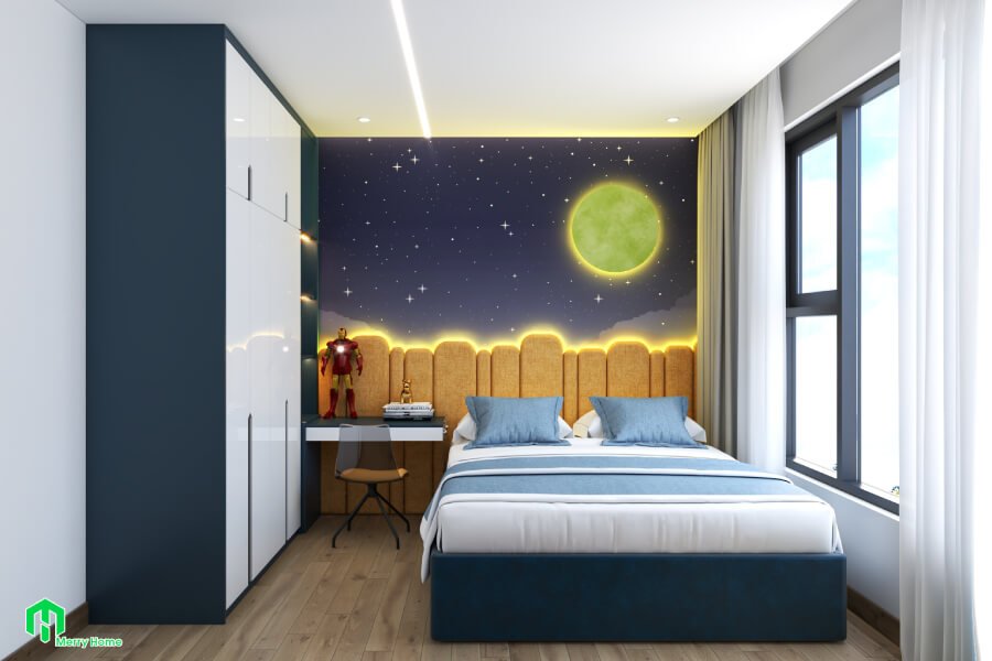 Thiết kế nội thất căn hộ 3 phòng ngủ Origami Vinhomes Grand Park - phòng ngủ bé trai