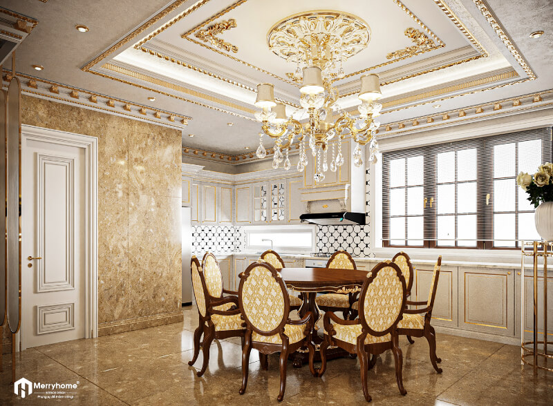 Mẫu thiết kế nội thất biệt thự Tân Cổ Điển Dát Vàng phong cách tân cổ điển