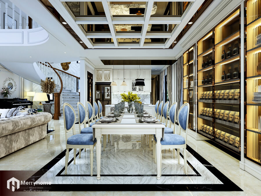 Thiết kế nội thất biệt thự phong cách Luxury tại Westlake Golf Villas - Khu vực bàn ăn