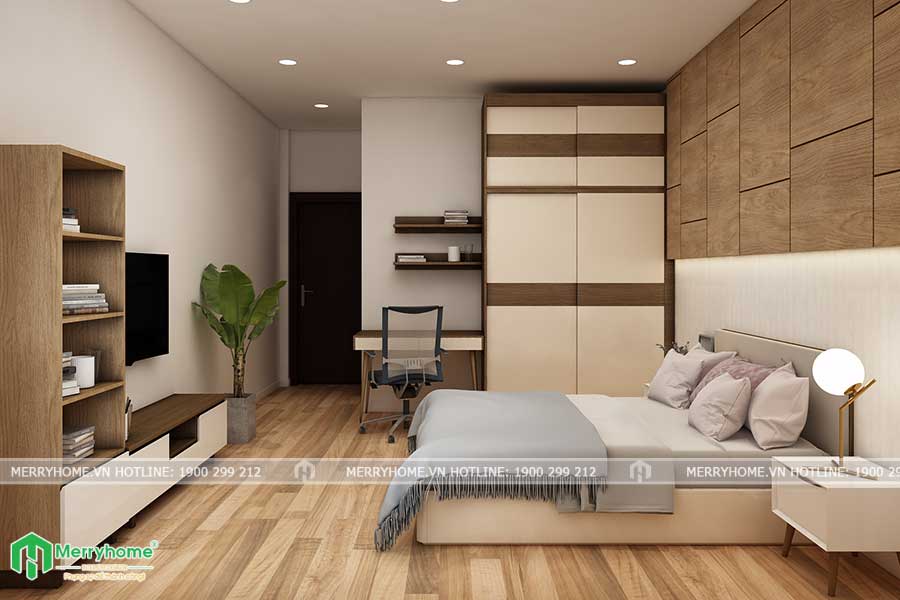 thiết kế nội thất phòng ngủ phong cách hiện đại với đầy đủ tiện nghi