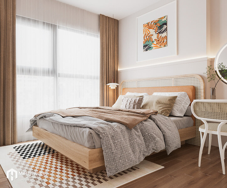 Mẫu căn hộ chung cư 3 phòng ngủ phong cách Japandi + Nhiệt đới