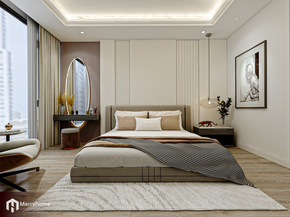 Thiết kế nội thất căn hộ 2 phòng ngủ THE RIVER THU THIEM phong cách hiện đại 75m2 phòng ngủ 1