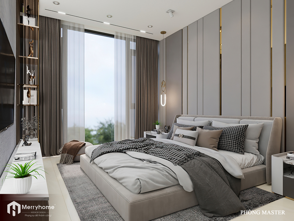 thiết kế nội thất căn hộ chung cư hiện đại the River Thủ Thiêm 1 phòng ngủ -phòng ngủ