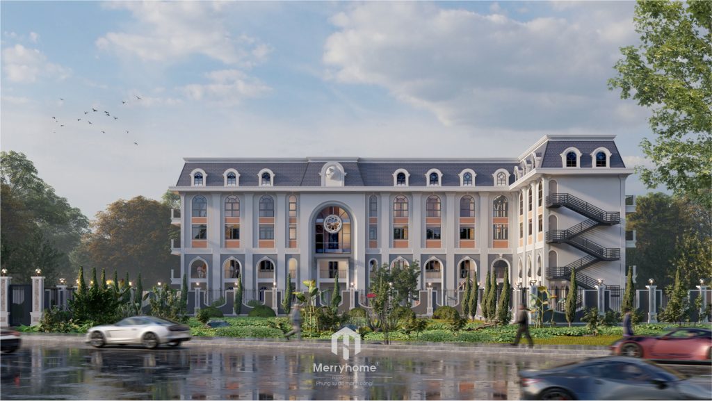Công trình villa tân cổ điển kết hợp trường mầm non hòa bình