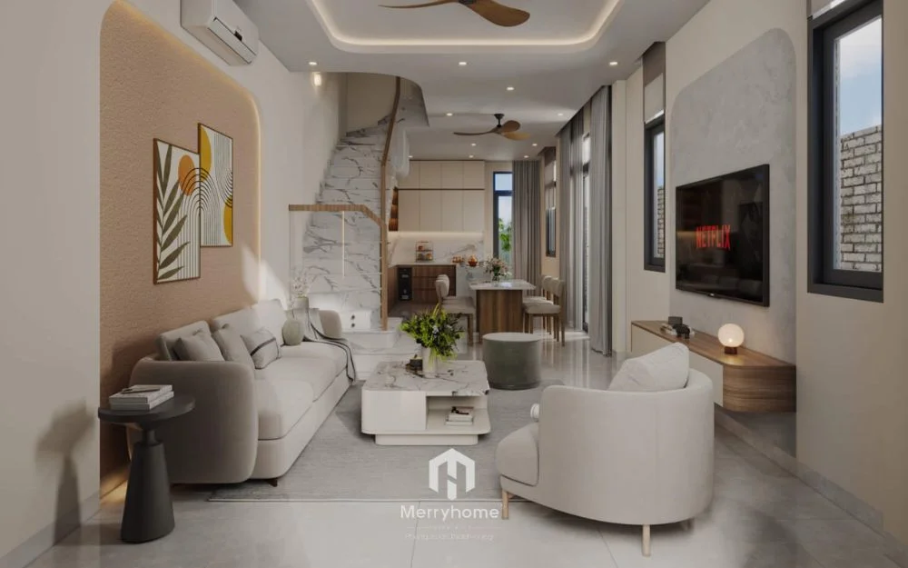 Cầu thang kết hợp nội thất giúp tận dụng diện tích hiệu quả