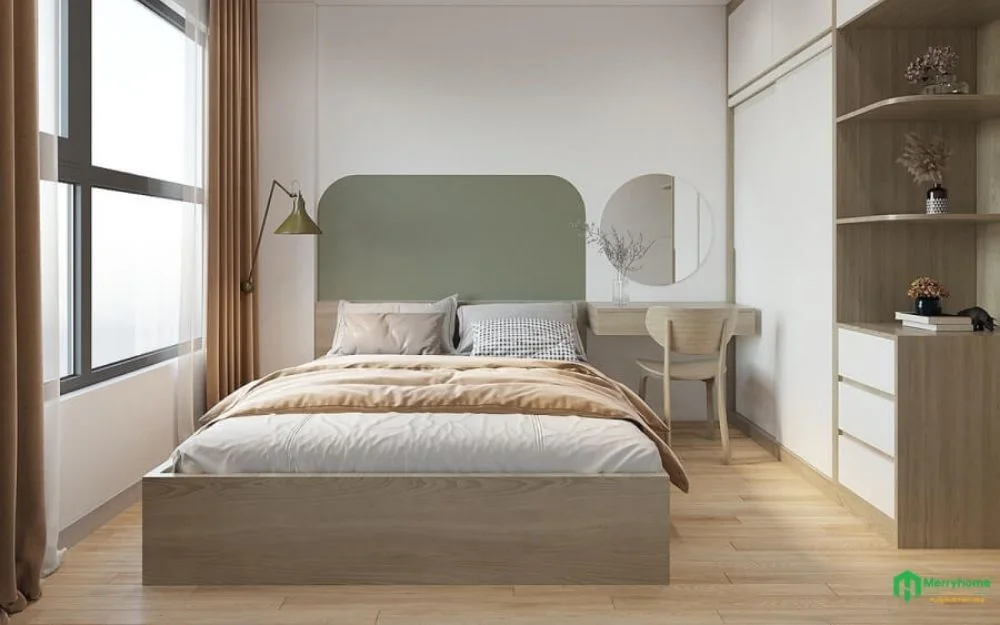 Mẫu phòng ngủ nội thất căn hộ chung cư 70m2 phong cách Scandinavian