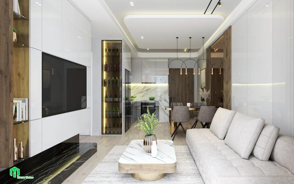 Phòng khách căn hộ 3 phòng ngủ Vinhomes Smart City 