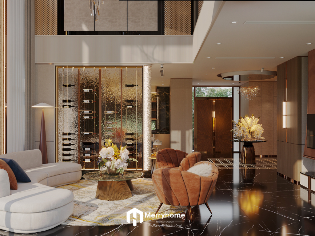 Mẫu thiết kế nội thất phòng khách phong cách Luxury